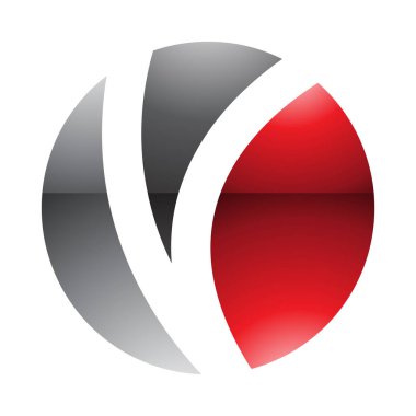 Kırmızı ve Siyah Işıltılı Harfler O Simgesi Beyaz Arkaplanda V şeklinde