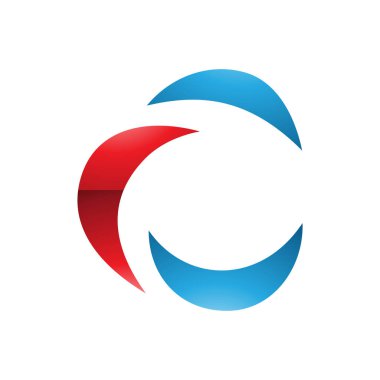 Beyaz Arkaplanda Kırmızı ve Mavi Parlak Hilal şekilli C harfi Simgesi