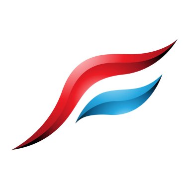 Kırmızı ve Mavi Parlak Uçan Kuş Beyaz Arkaplanda F harfi simgesi