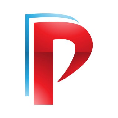 Beyaz Arkaplanda Kırmızı ve Mavi Parlak Katmanlı P Simgesi