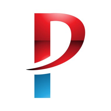 Beyaz Arkaplanda Sivri uçlu Kırmızı ve Mavi Harfli P Simgesi