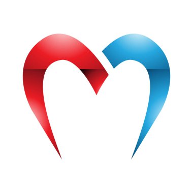 Kırmızı ve Mavi Paraşüt Şekilli Beyaz Arkaplanda M harfi Simgesi