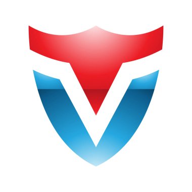 Beyaz Arkaplanda Kırmızı ve Mavi Işıltılı Harf V Simgesi