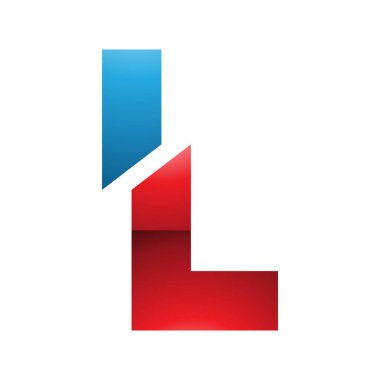 Beyaz Arkaplanda Kırmızı ve Mavi Parlak Ayrılmış Harf L Simgesi