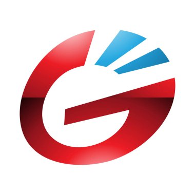Beyaz Arkaplanda Kırmızı ve Mavi Çizgili Oval Harf G Simgesi