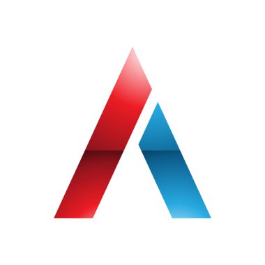 Kırmızı ve Mavi Parlak Trapezyum Beyaz Arkaplanda Harf Simgesi