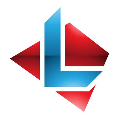 Beyaz Arkaplanda Kırmızı ve Mavi Parlak Trapezyum Şekilli Harf L Simgesi