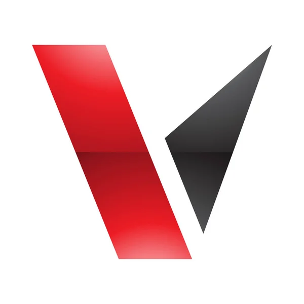 Červené Černé Lesklé Geometrické Tvarované Písmeno Ikona Bílém Pozadí — Stockový vektor