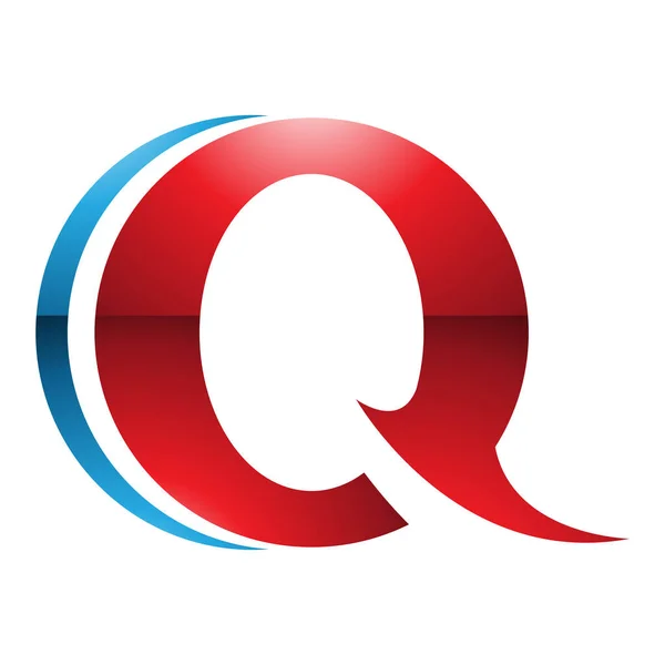 红色和蓝色的光滑圆圆的白色背景字母Q图标 — 图库矢量图片