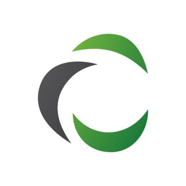 Beyaz Arkaplanda Siyah ve Yeşil Hilal şekilli C harfi Simgesi