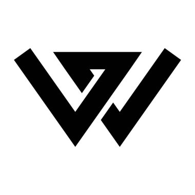 Beyaz Arkaplanda Kesişen Çizgilerle Siyah Harf W Simgesi