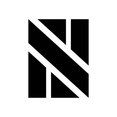 Beyaz Arkaplanda Siyah Dikdörtgen Şekilli Harf N Simgesi