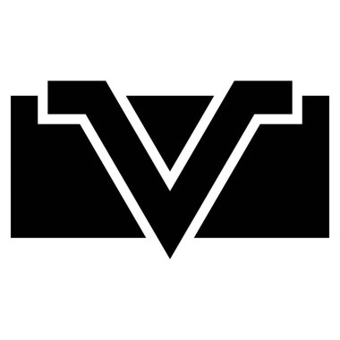 Beyaz Arkaplanda Siyah Dikdörtgen şekilli V harfi simgesi