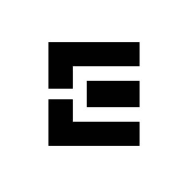 Beyaz Arkaplanda Siyah Dikdörtgen Harf E Simgesi