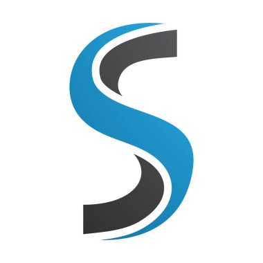 Beyaz Arkaplanda Mavi ve Siyah Şekilli S Simgesi