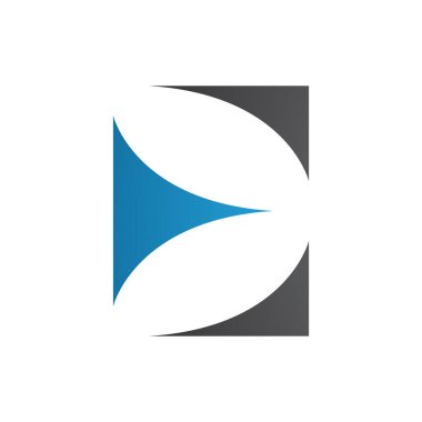 Beyaz Arkaplanda Eğri Üçgenli Mavi ve Siyah Büyük harf E Simgesi