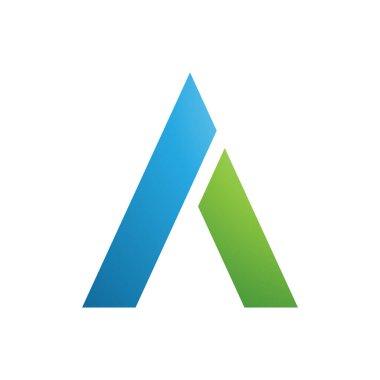 Beyaz Arkaplanda Mavi ve Yeşil Trapezyum Şeklinde Bir Simge