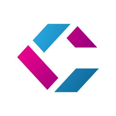 Mavi ve Magenta Meydanı C Harfi Beyaz Arkaplan Üzerinde Dikdörtgenlerden Yapılan Simge