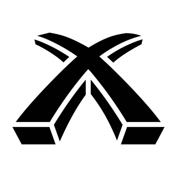 白色背景上的黑色3D形状字母X图标 — 图库照片