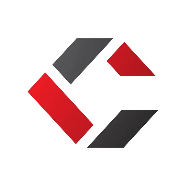 Ícone Preto Vermelho Quadrado Letra Feito Retângulos Fundo Branco — Fotografia de Stock
