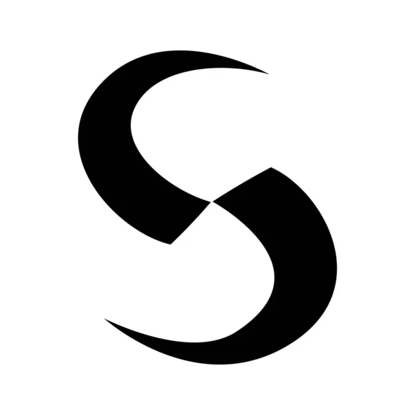 白色背景上的黑色刀片形状字母S图标 — 图库照片