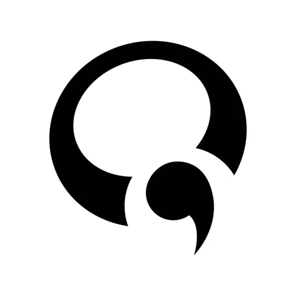 白い背景に黒いコマの形をした手紙Qアイコン — ストック写真