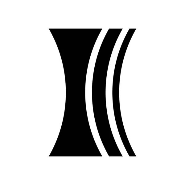 Μαύρο Κοίλο Φακό Σχήματος Γράμμα Εικονίδιο Λευκό Φόντο — Φωτογραφία Αρχείου