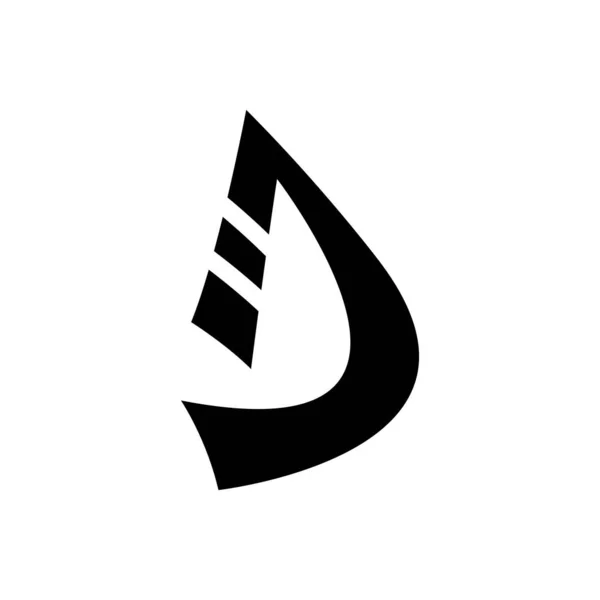Schwarzes Gebogenes Buchstaben Symbol Auf Weißem Hintergrund — Stockfoto