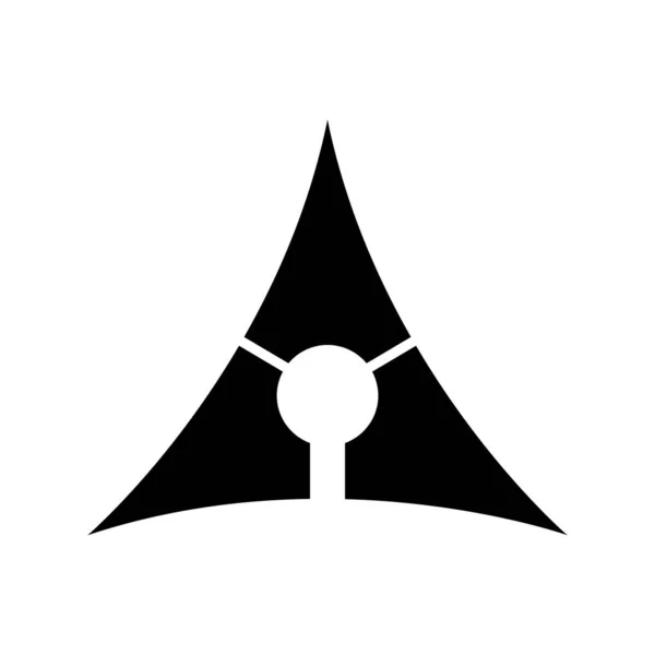白色背景上的黑色脱色三角形字母A图标 — 图库照片