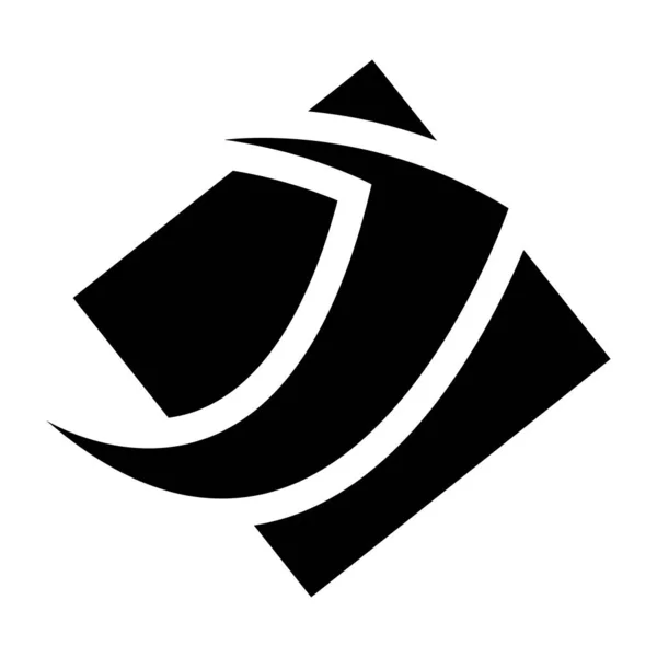 白色背景上的黑色菱形字母J图标 — 图库照片