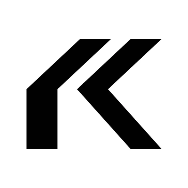 白色背景的黑色折叠字母K图标 — 图库照片