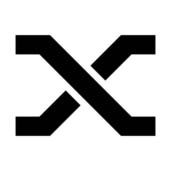 白い背景に線を交差する黒い手紙Xアイコン — ストック写真