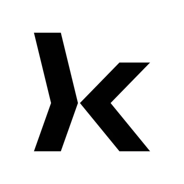 白色背景上的黑色小箱子箭头形字母K图标 — 图库照片