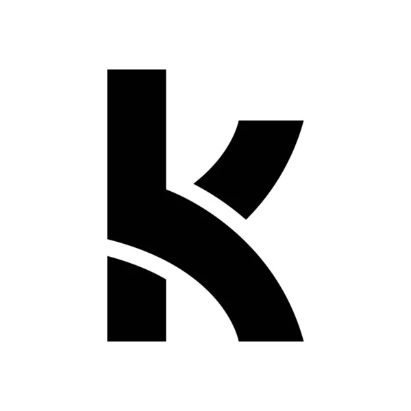 白色背景下重叠路径的黑小写字母K图标 — 图库照片