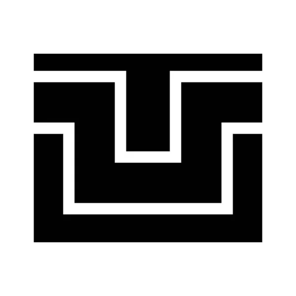 Μαύρο Ορθογώνιο Σχήμα Γράμμα Εικονίδιο Λευκό Φόντο — Φωτογραφία Αρχείου