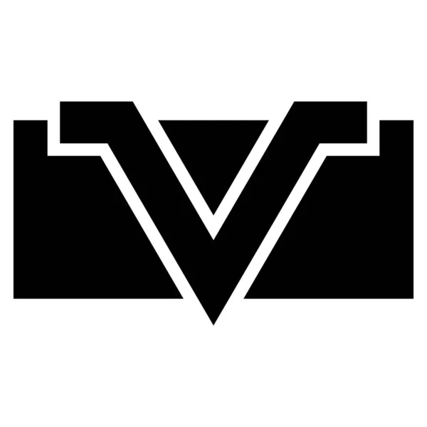 白色背景上的黑色矩形字母V图标 — 图库照片