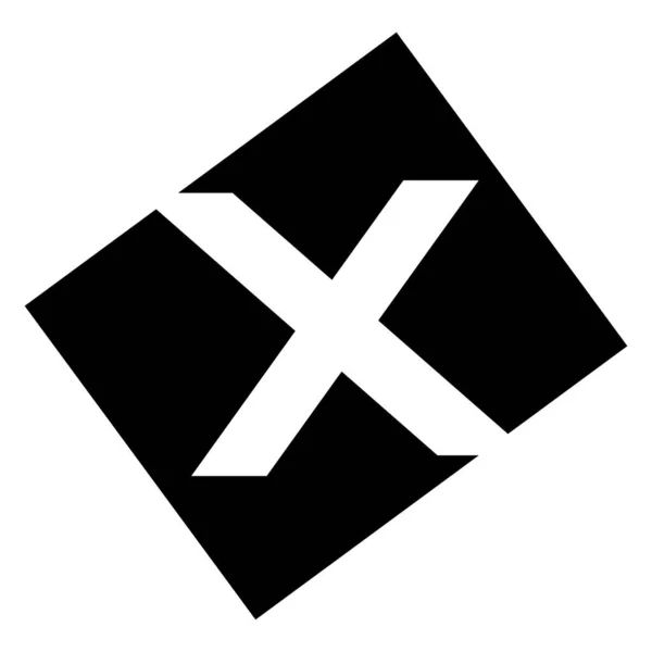 白い背景に黒い長方形の文字Xアイコン — ストック写真