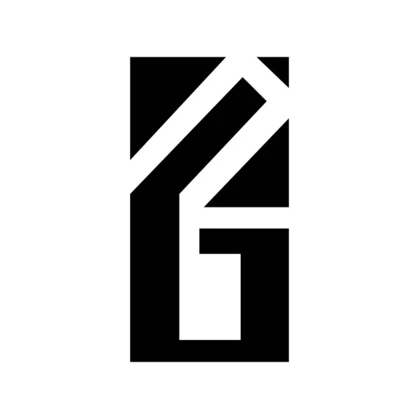 白い背景の黒い長方形の手紙Gかナンバー6アイコン — ストック写真
