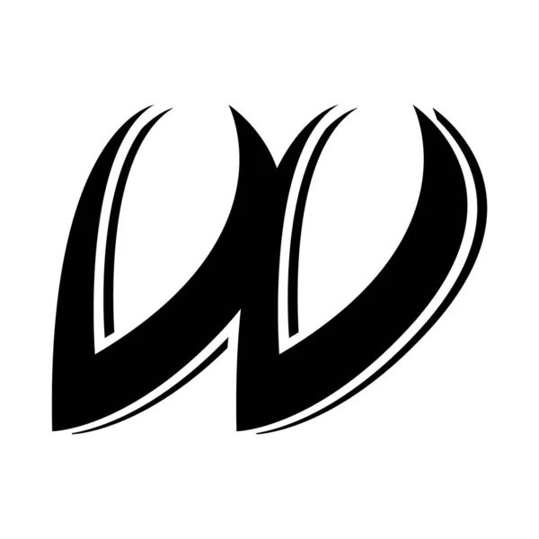 Black Spiky Italic Shaped Letter Icon White Background — Stock Photo, Image
