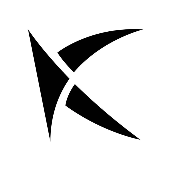 白色背景上的黑色尖刻字母K图标 — 图库照片