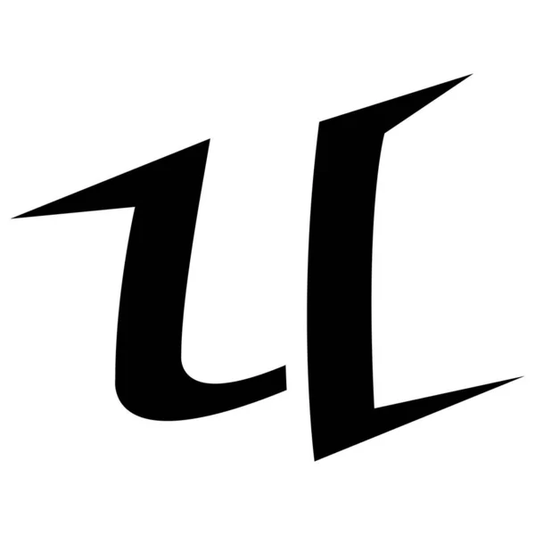 白色背景上的黑色尖尖型U型字母图标 — 图库照片