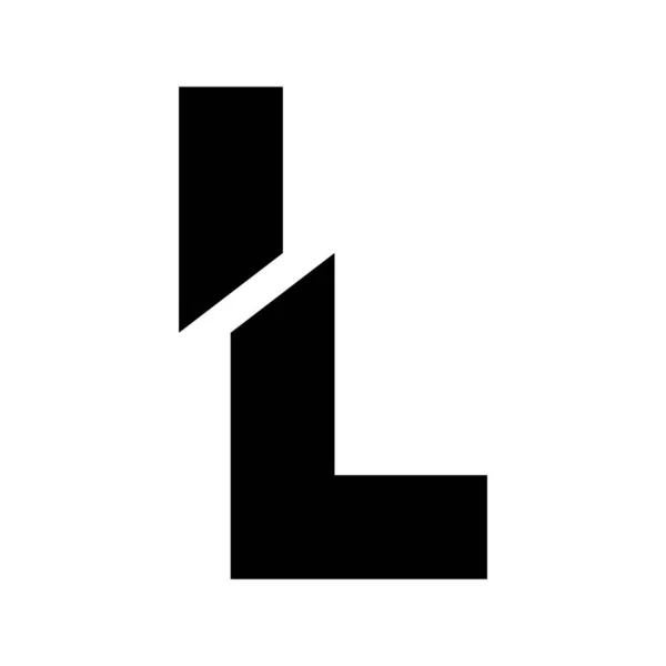 白色背景上的黑色分叉形字母L图标 — 图库照片
