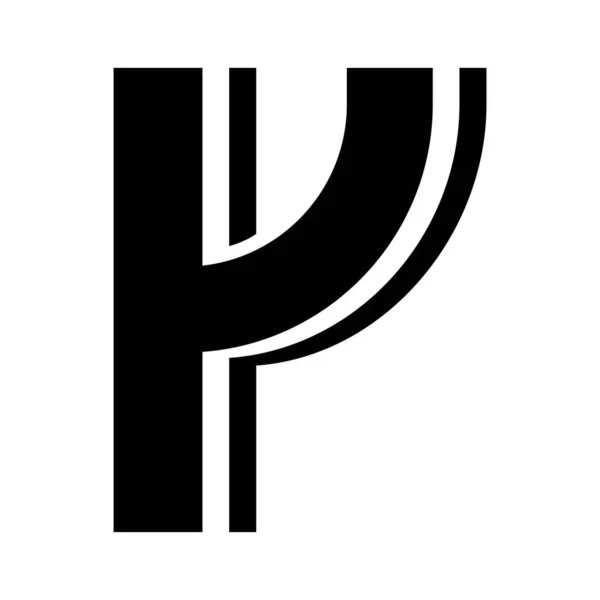 Черная Полосатая Буква Икона Белом Фоне — стоковое фото