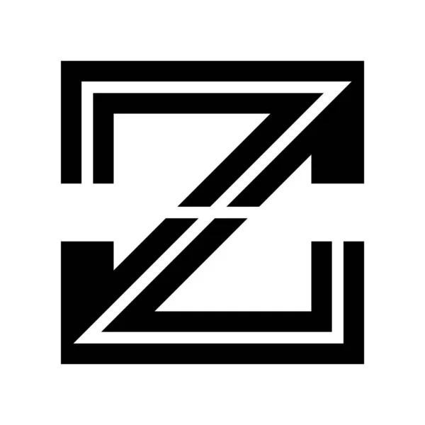 白い背景に黒いストライプ状の文字Zアイコン — ストック写真