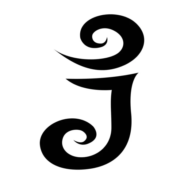 Schwarzes Wirbelförmiges Buchstaben Symbol Auf Weißem Hintergrund — Stockfoto