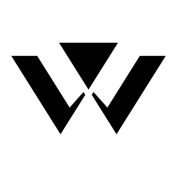 白い背景に黒い三角形の文字Wアイコン — ストック写真
