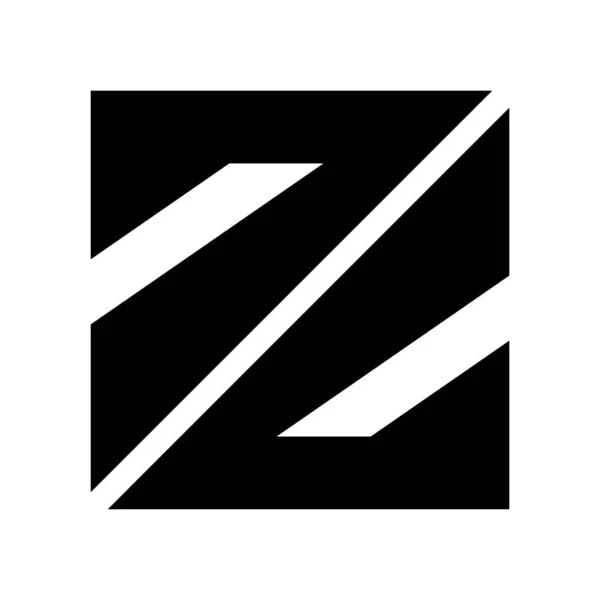 白い背景に黒い三角形の正方形の手紙Zアイコン — ストック写真