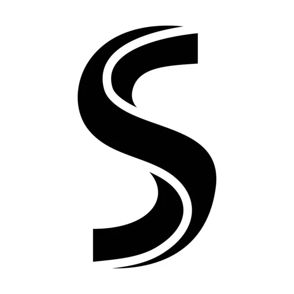 白い背景に黒いツイスト状の文字Sアイコン — ストック写真