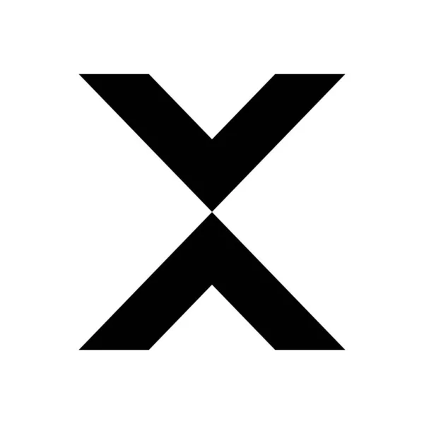 白色背景上的黑色V形字母X图标 — 图库照片