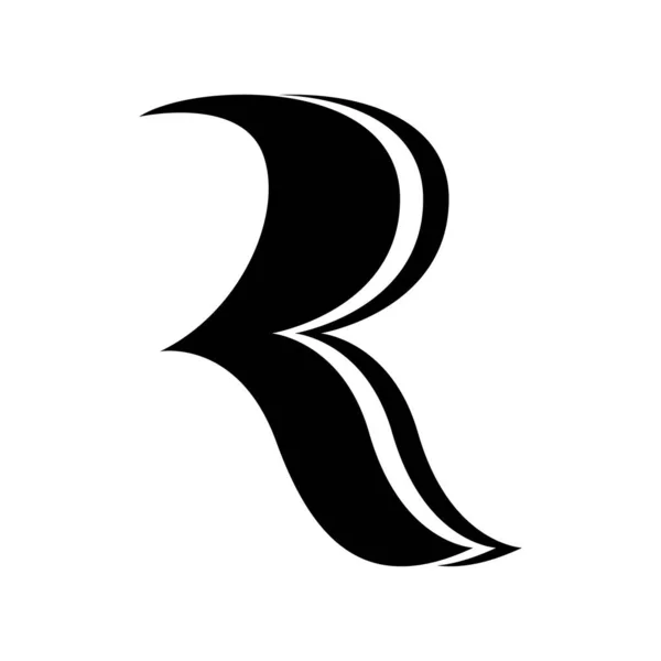 Black Wavy Shaped Letter Icon White Background — Stock Photo, Image